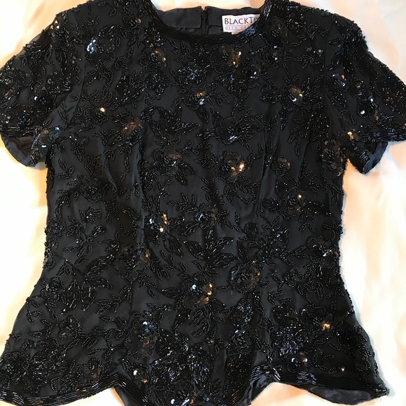 Vintage Tops - Black Sequin/Beaded Top